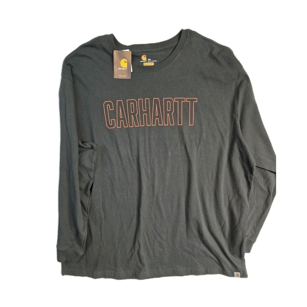 Carhartt Men's Long Sleeves Shirt 3XL NWT Olive Green Logo